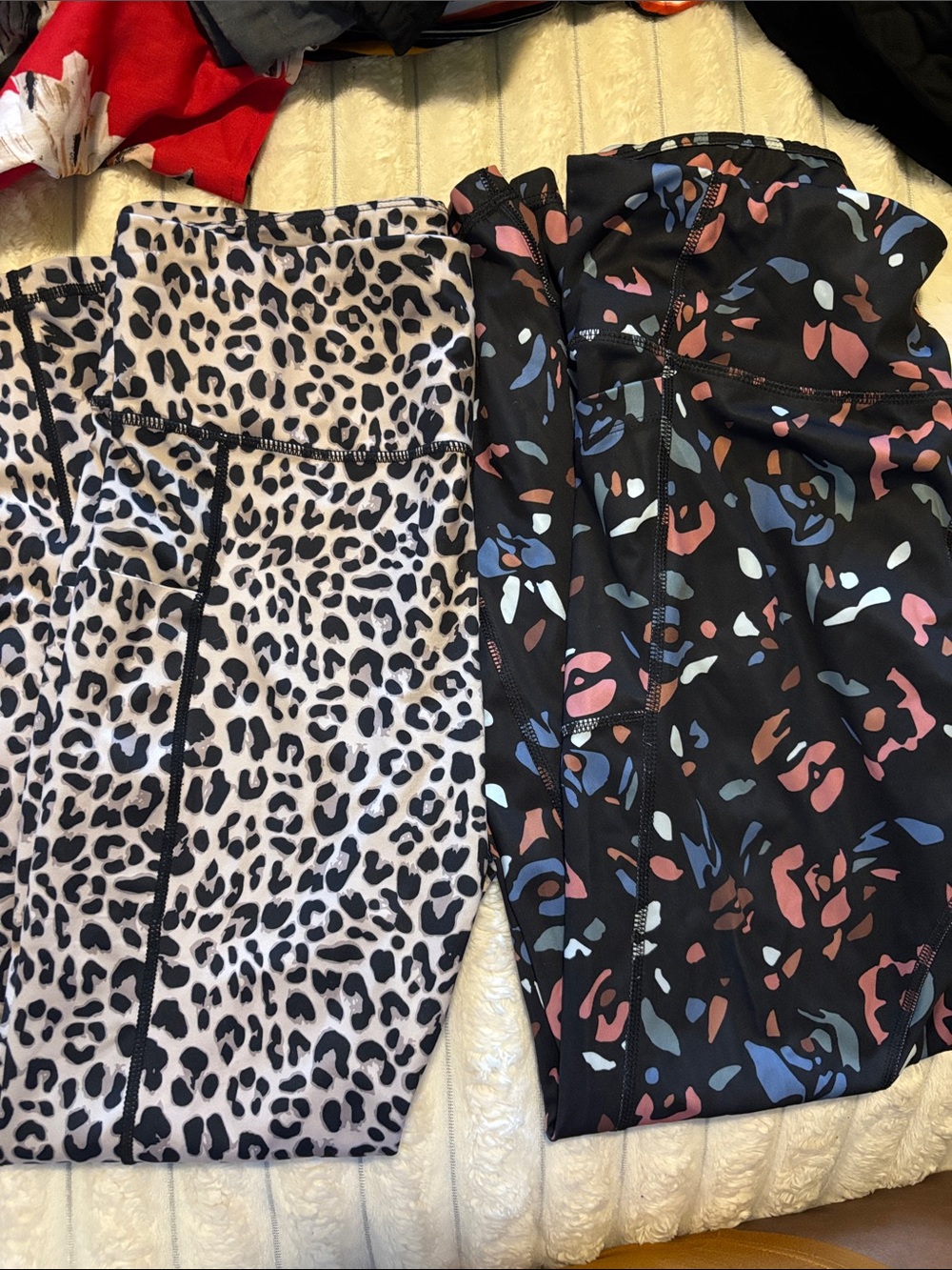 High-Rise Leopard and Abstract Print Active Leggings - Black, White & Multi